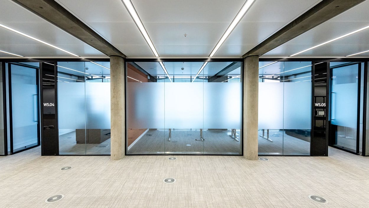 The interior of an office, fitted out by Skanska