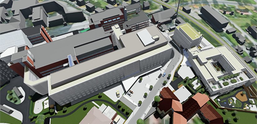 Skanska UK and Norway will expand the Vestfold Hospital to provide new somatic care and psychiatric buildings (centre and right) Skanska UK and Norway will expand the Vestfold Hospital to provide new somatic care and psychiatric buildings (centre and right)